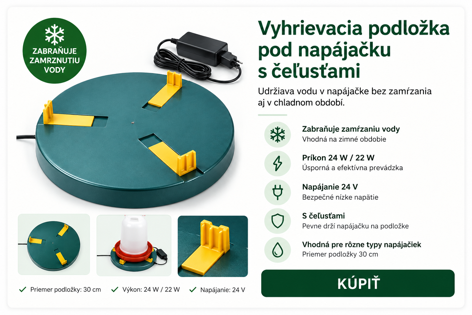 vyhrievacia podlozka s celustami